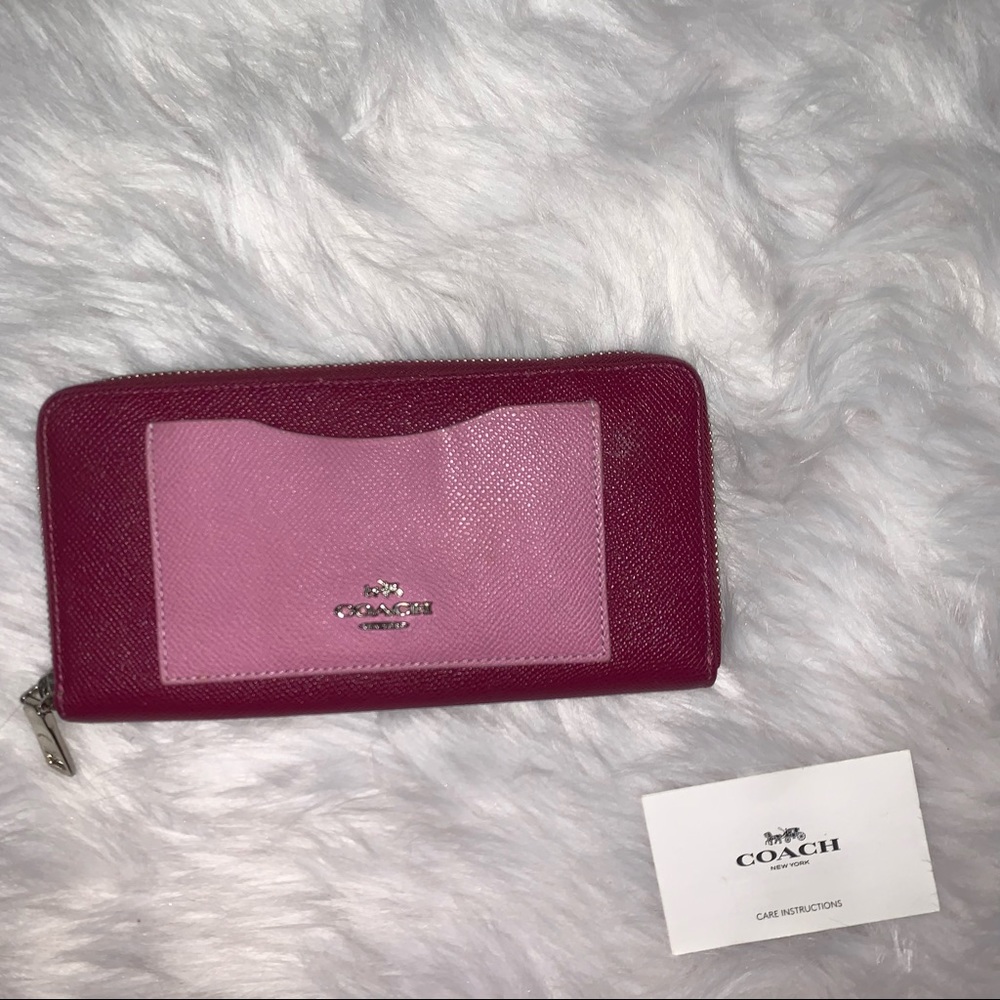 Coach color block wallet zip up